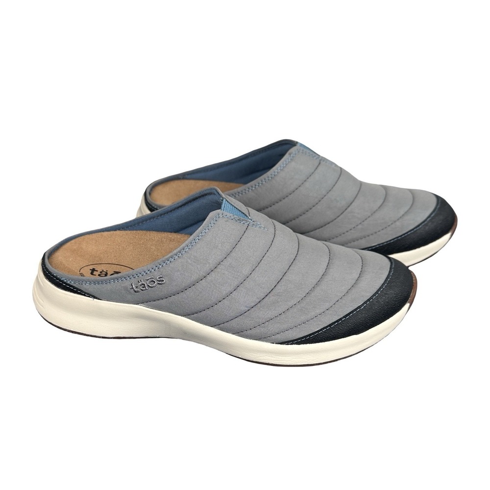 Taos Right On Gray Quilted Slip On Comfort Mules‎ Women's 8 Removeable Insole